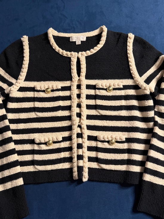 J. Crew Sweaters - J. CREW Odette Sweater Lady Jacket in Striped Bouclé